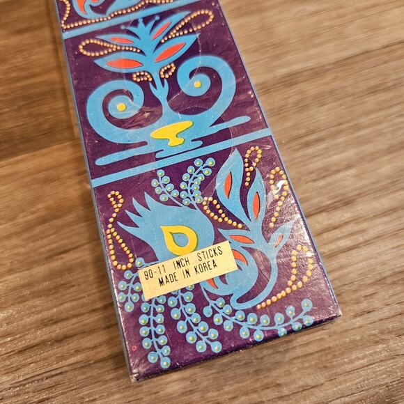 90 Vtg 11 Inch Match Sticks Fireplace Long Matches Peacock Floral Box Sealed - Picture 2 of 5